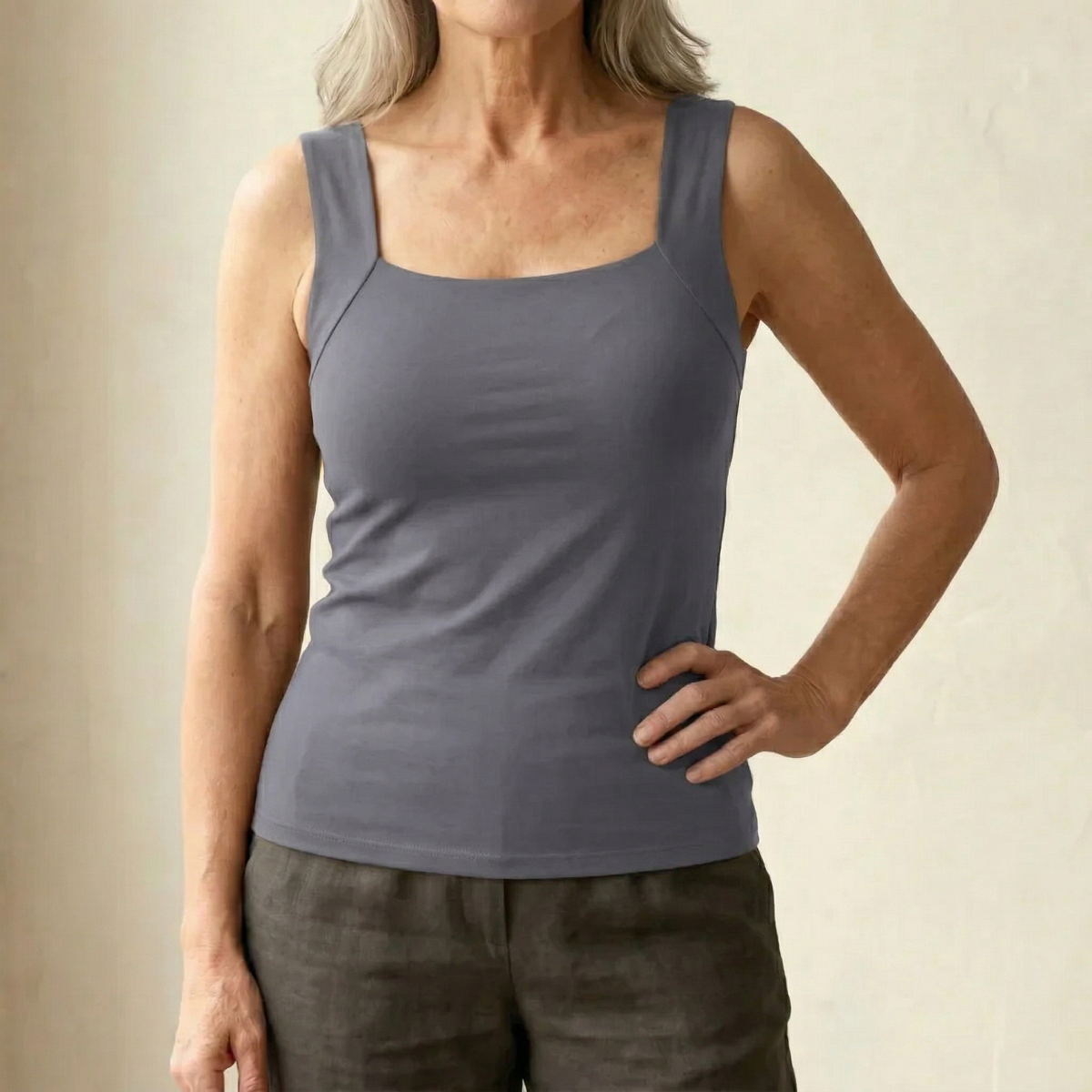 Dame Tanktop med Indbygget Bh - Blødt Jersey