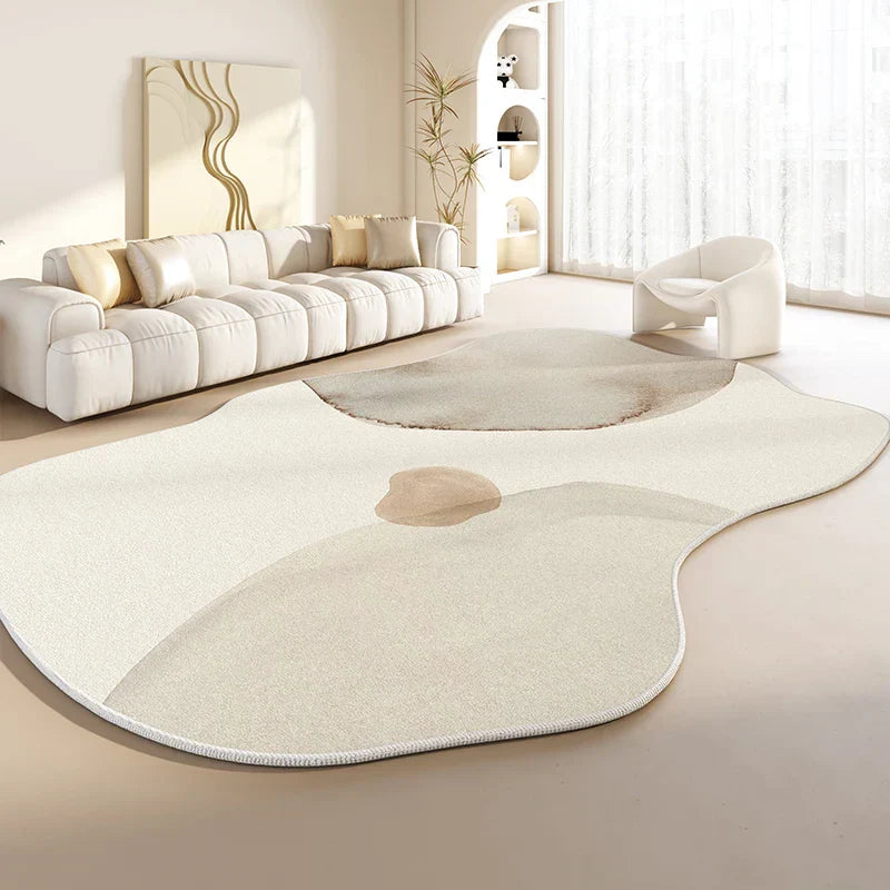 Plush Carpet – Soft, Irregular Shape, Simple Design for Living Room or Bedroom