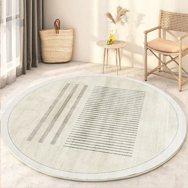 Round Rug – Soft Polyester, Minimalist Design for the Living Room or Bedroom