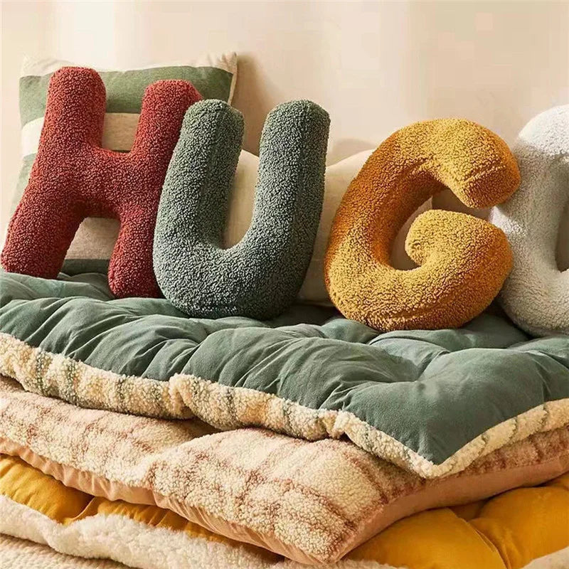 Velvet Seed Pillow with Alphabet Letters – Soft and Playful Decor for the Living Room or Children's Room