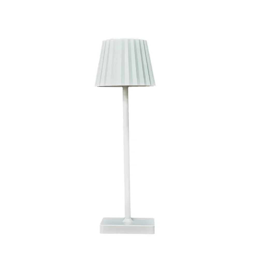 Rechargeable Table Lamp – Antique Metal with Pleated Shade, Dimmable LED for Living Room or Bedroom