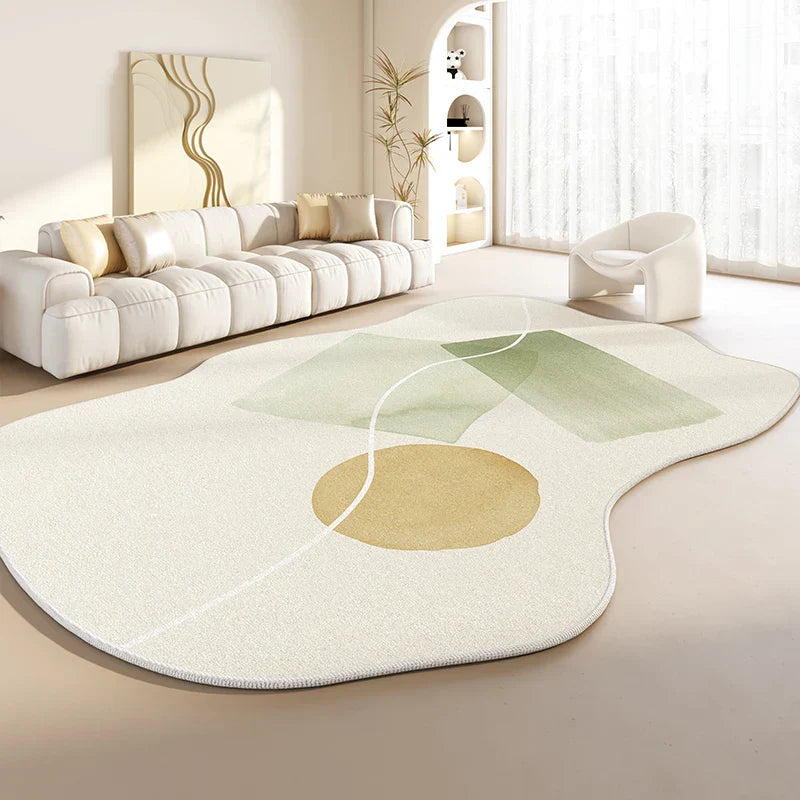 Plush Carpet – Soft, Irregular Shape, Simple Design for Living Room or Bedroom