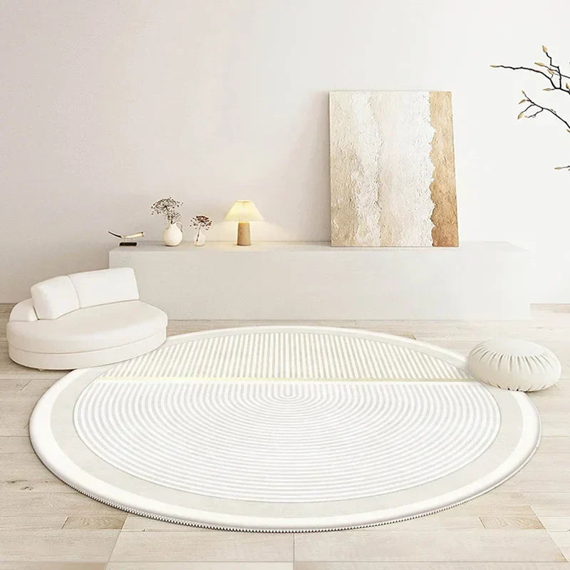 Round Rug – Soft Polyester, Minimalist Design for the Living Room or Bedroom