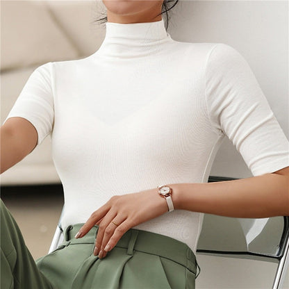 Minimalistisk rullekravetrøje til kvinder - Ensfarvet sweater til casual og business, efterår/vinter