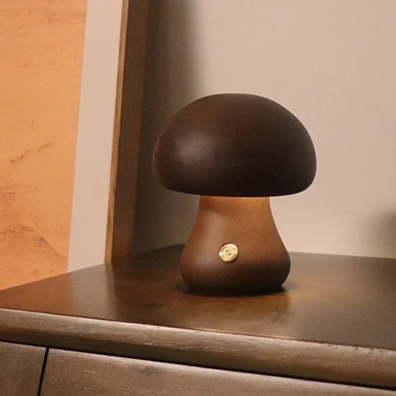 Wood Mushroom Lamp – Playful LED Lighting with Touch Control for Children or Cozy Corners