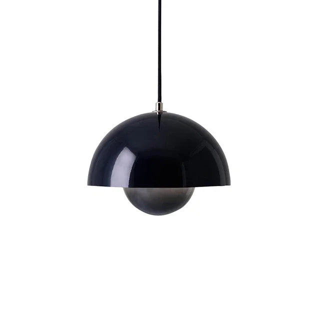 Scandinavian Pendant Light – Matte Black, Semi-Circular Shape for the Dining Room or Living Room