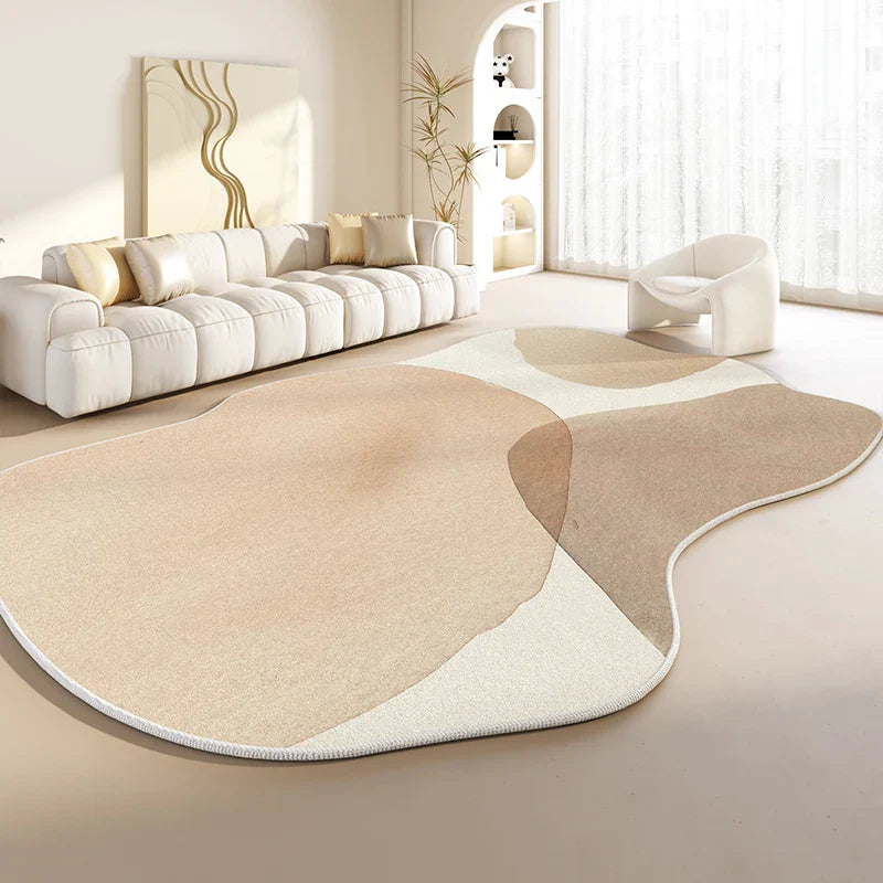 Plush Carpet – Soft, Irregular Shape, Simple Design for Living Room or Bedroom