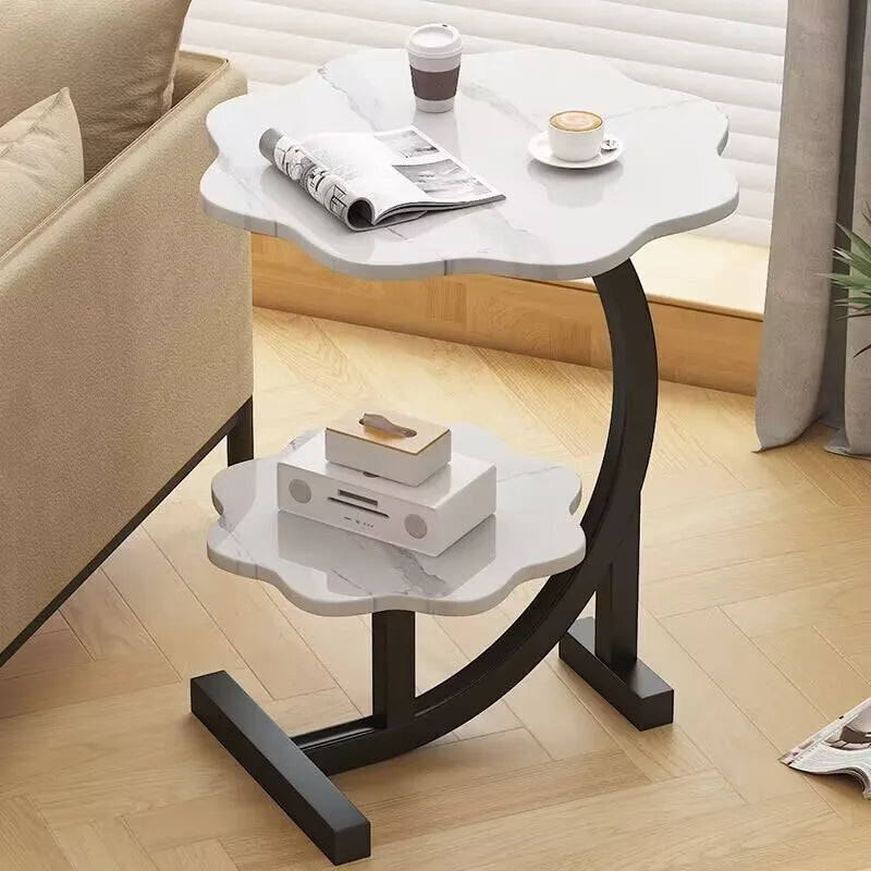 Flytbar Mini Sidebord – Træ og Rustfrit Stål, Moderne Design til Balkon eller Soveværelse