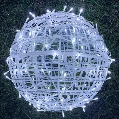 LED Light Balls – Rattan Pattern, Atmospheric Lighting for Indoor and Outdoor, Ideal for Garden Parties and Holidays