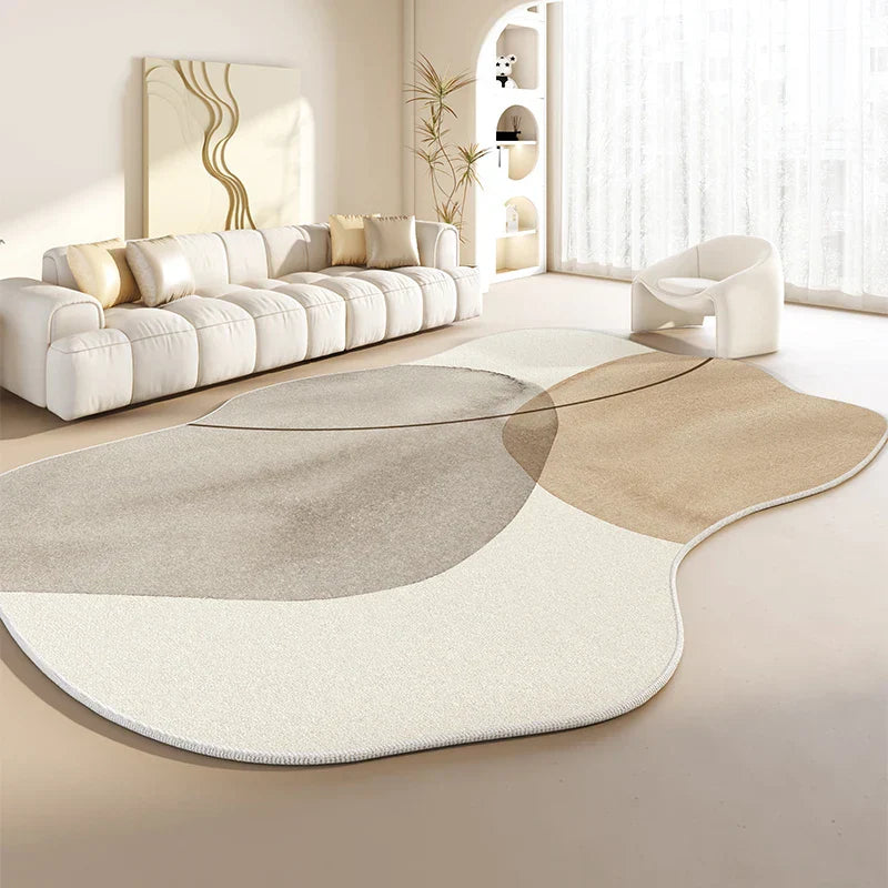 Plush Carpet – Soft, Irregular Shape, Simple Design for Living Room or Bedroom