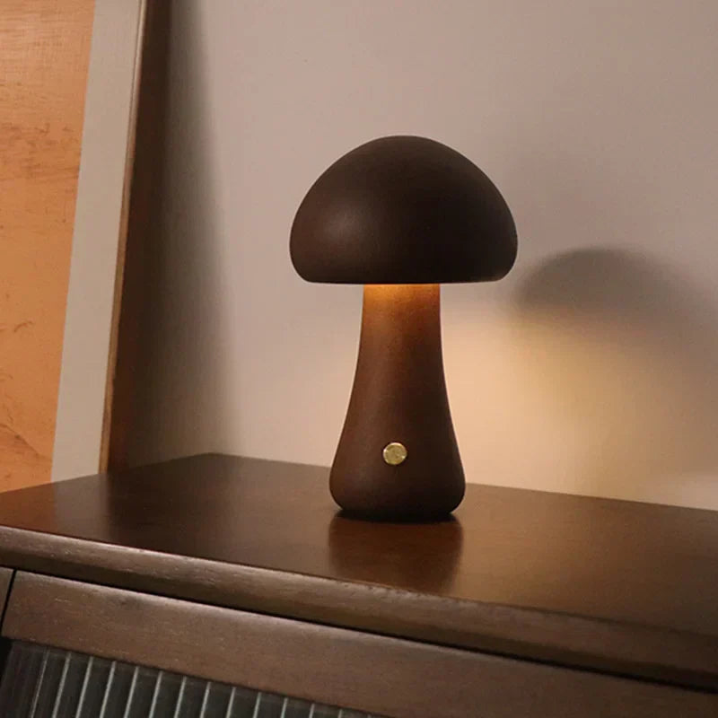 Wood Mushroom Lamp – Playful LED Lighting with Touch Control for Children or Cozy Corners