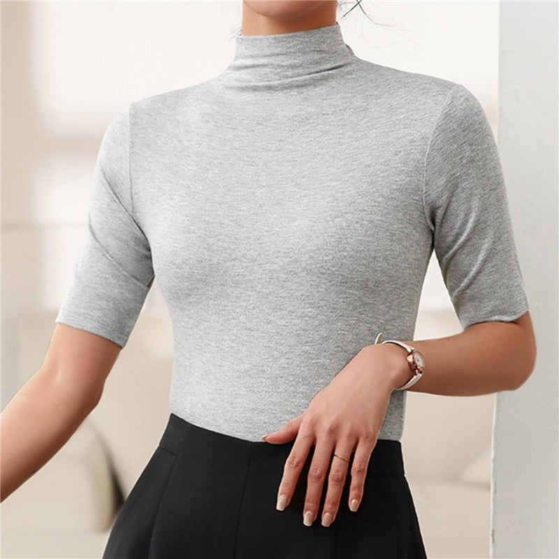 Dames Aansluitende Slim Fit Coltrui – Stretch Stof, Hoge Col, Casual voor Herfst en Winter