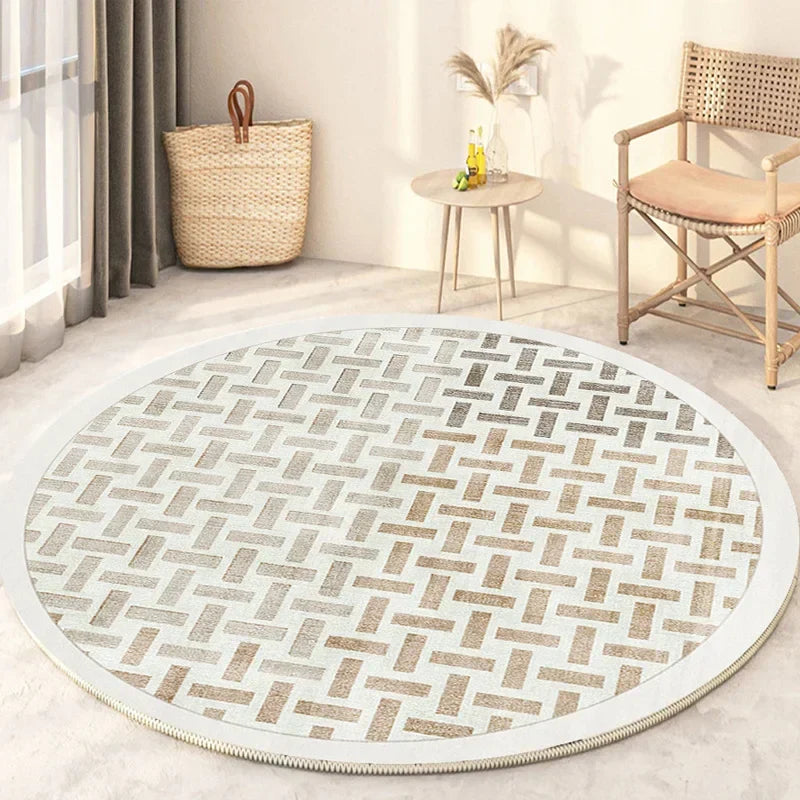 Round Rug – Soft Polyester, Minimalist Design for the Living Room or Bedroom