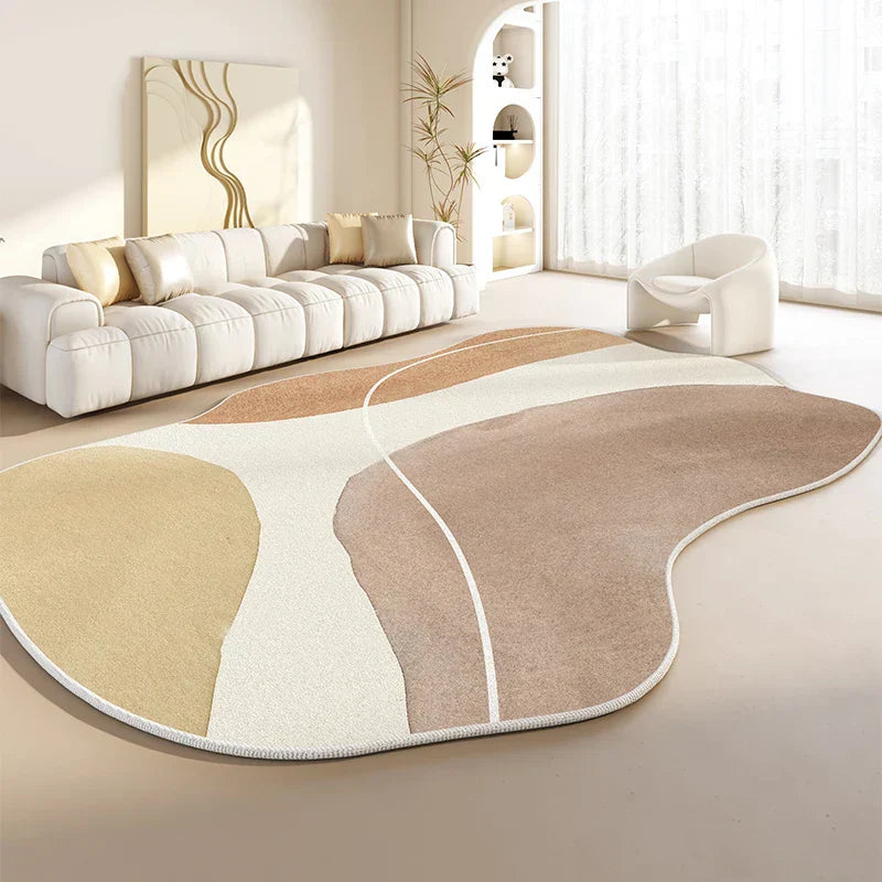 Plush Carpet – Soft, Irregular Shape, Simple Design for Living Room or Bedroom