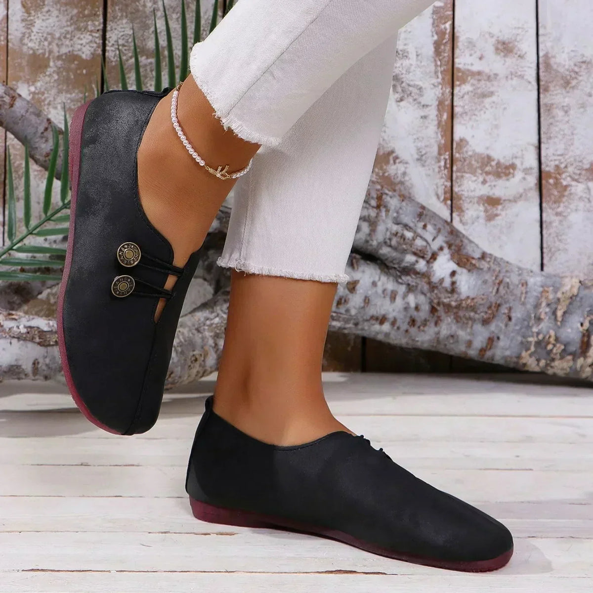 Dame Loafers i Ruskind med Elastiklukning