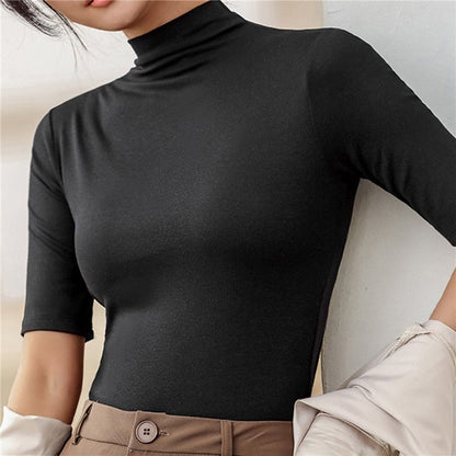 Minimalistisk rullekravetrøje til kvinder - Ensfarvet sweater til casual og business, efterår/vinter