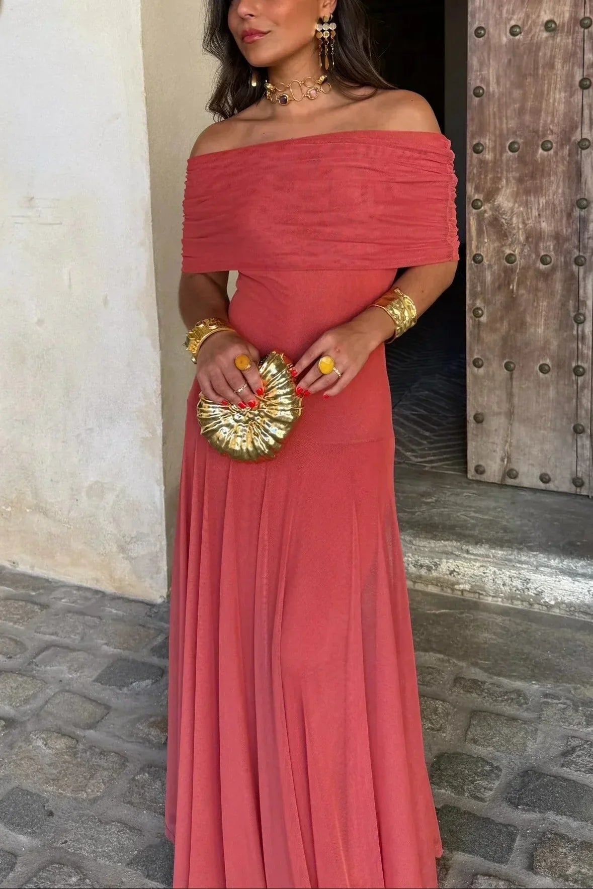 Dame Maxikjole Asymmetrisk Enkeltskulder med Drapering