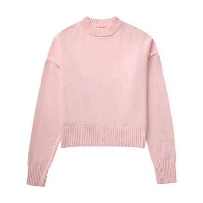 Strikket sweater til kvinder - pink, afslappet til efterår og vinter
