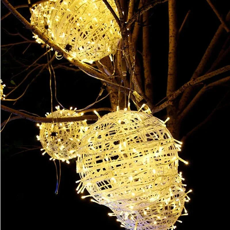 LED Light Balls – Rattan Pattern, Atmospheric Lighting for Indoor and Outdoor, Ideal for Garden Parties and Holidays
