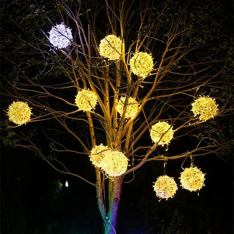 LED Light Balls – Rattan Pattern, Atmospheric Lighting for Indoor and Outdoor, Ideal for Garden Parties and Holidays
