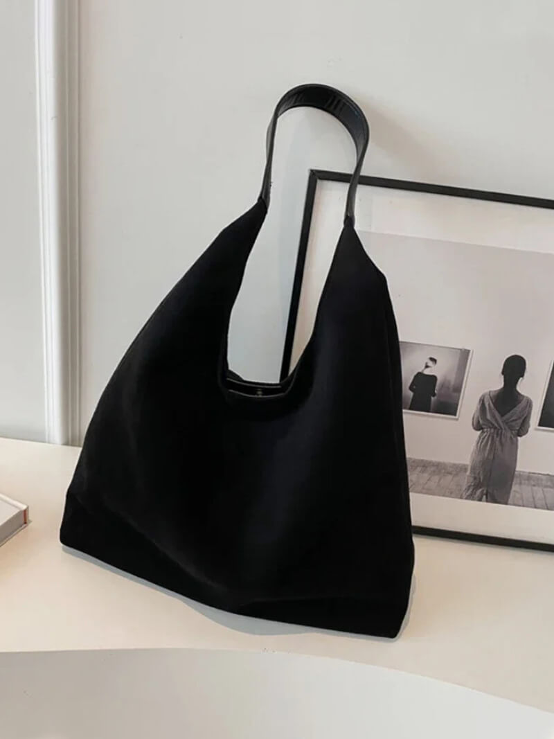 Ladies Spacious Hobo Shoulder Bag - Suede, Soft Bag for Daily Use