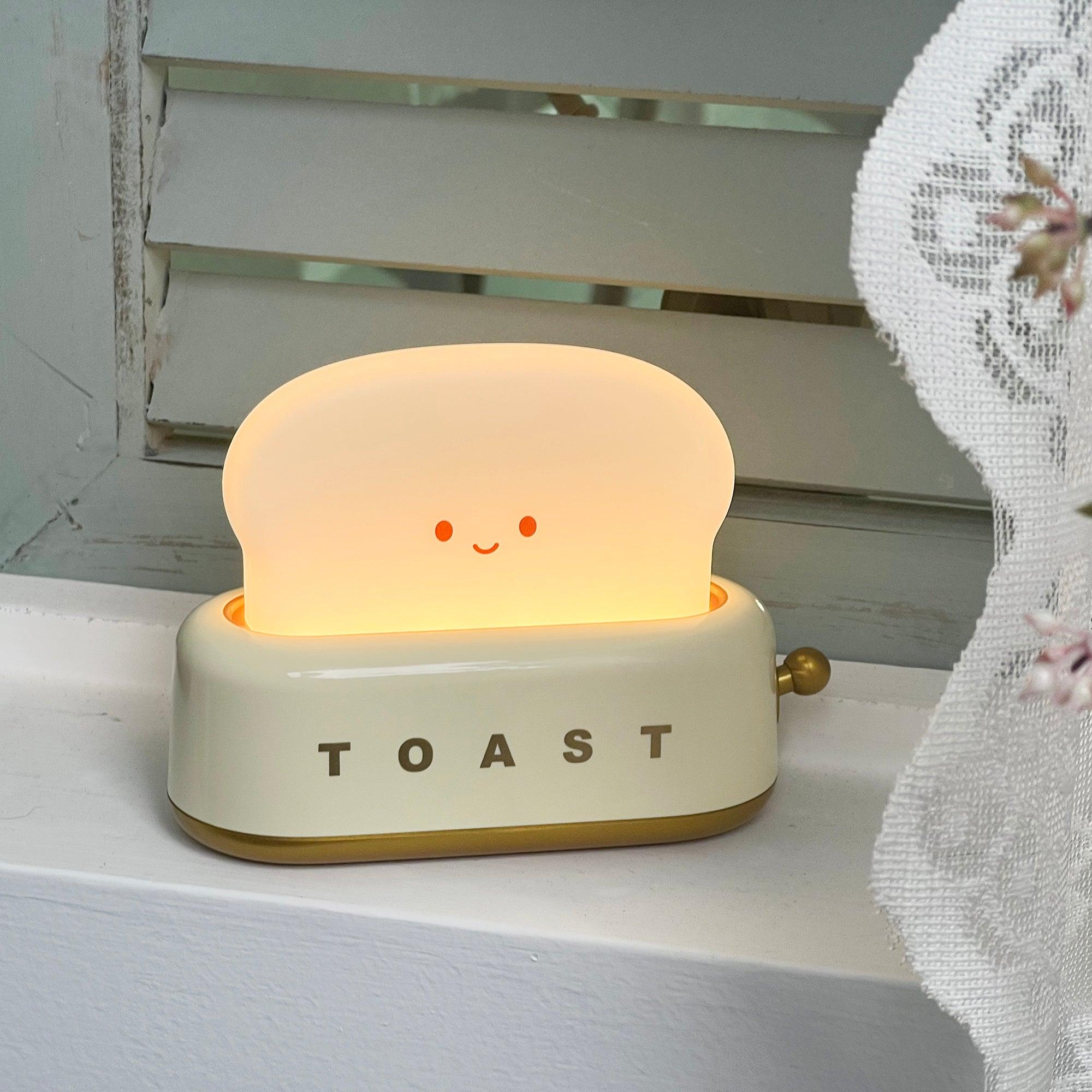 Toaster Night Light – Metal and Acrylic, Warm White for Bedroom or Student Housing Decoration