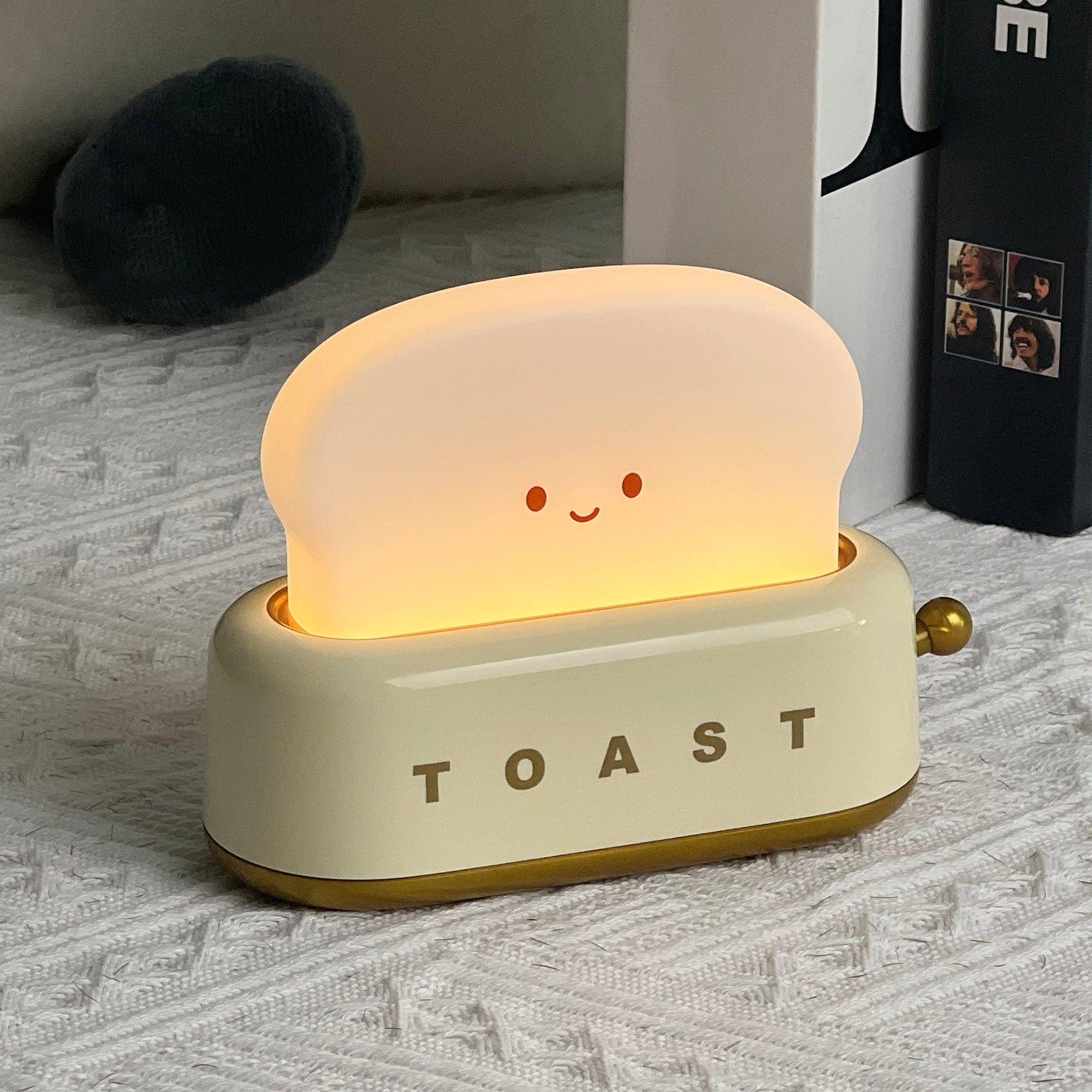 Toaster Night Light – Metal and Acrylic, Warm White for Bedroom or Student Housing Decoration