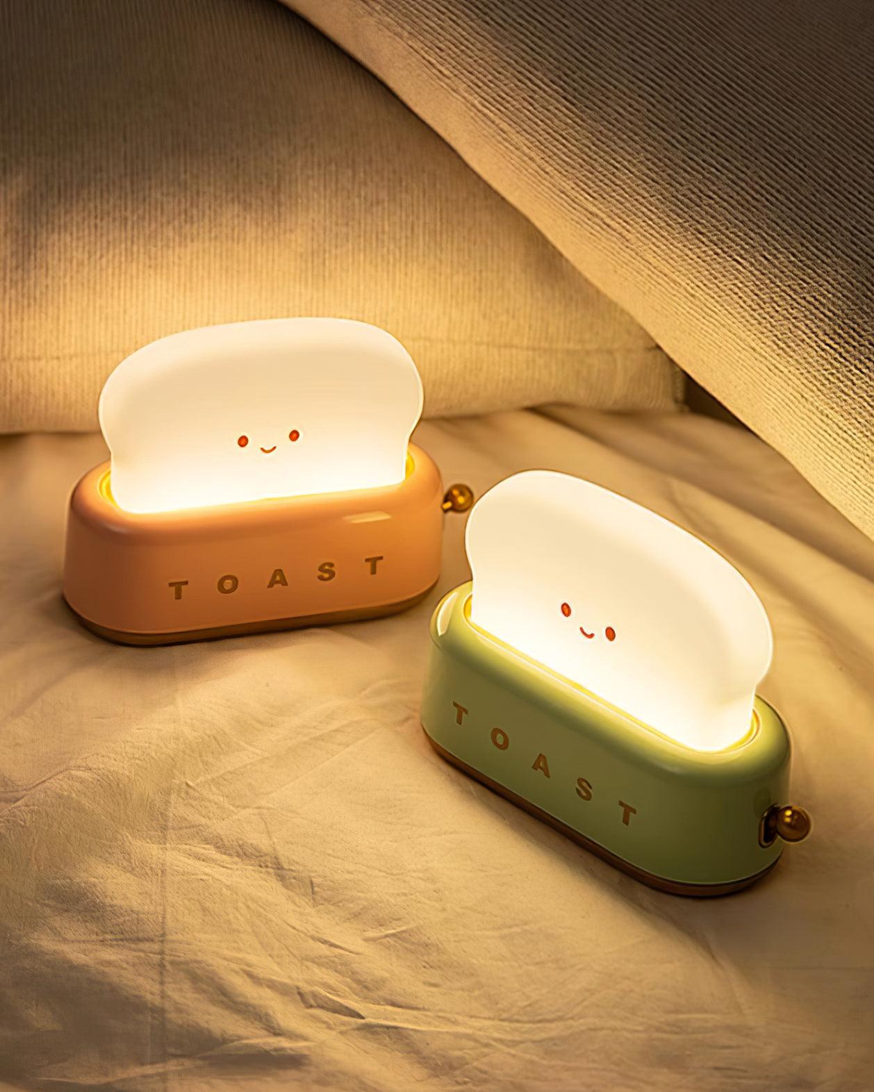 Toaster Night Light – Metal and Acrylic, Warm White for Bedroom or Student Housing Decoration