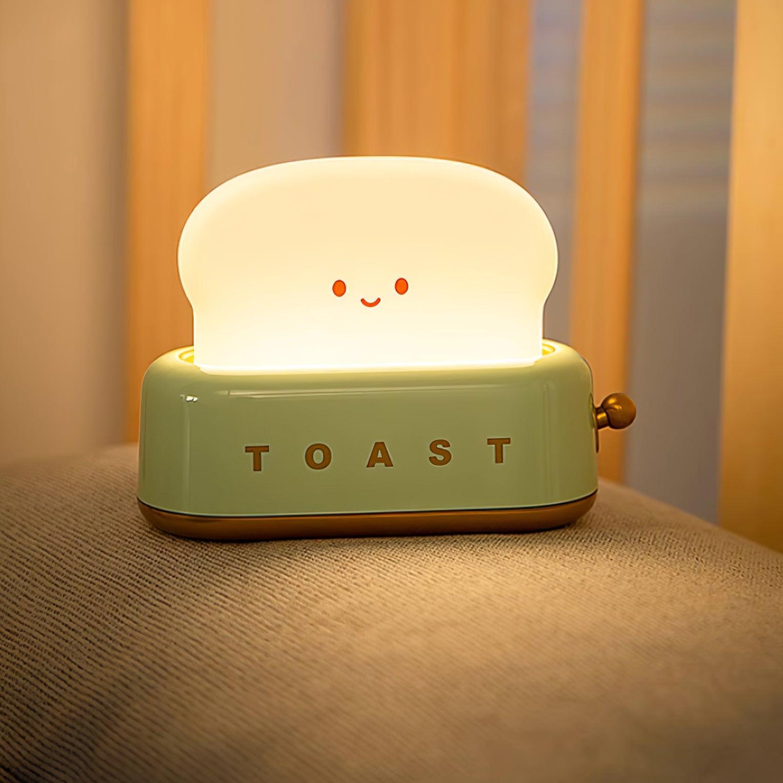 Toaster Night Light – Metal and Acrylic, Warm White for Bedroom or Student Housing Decoration