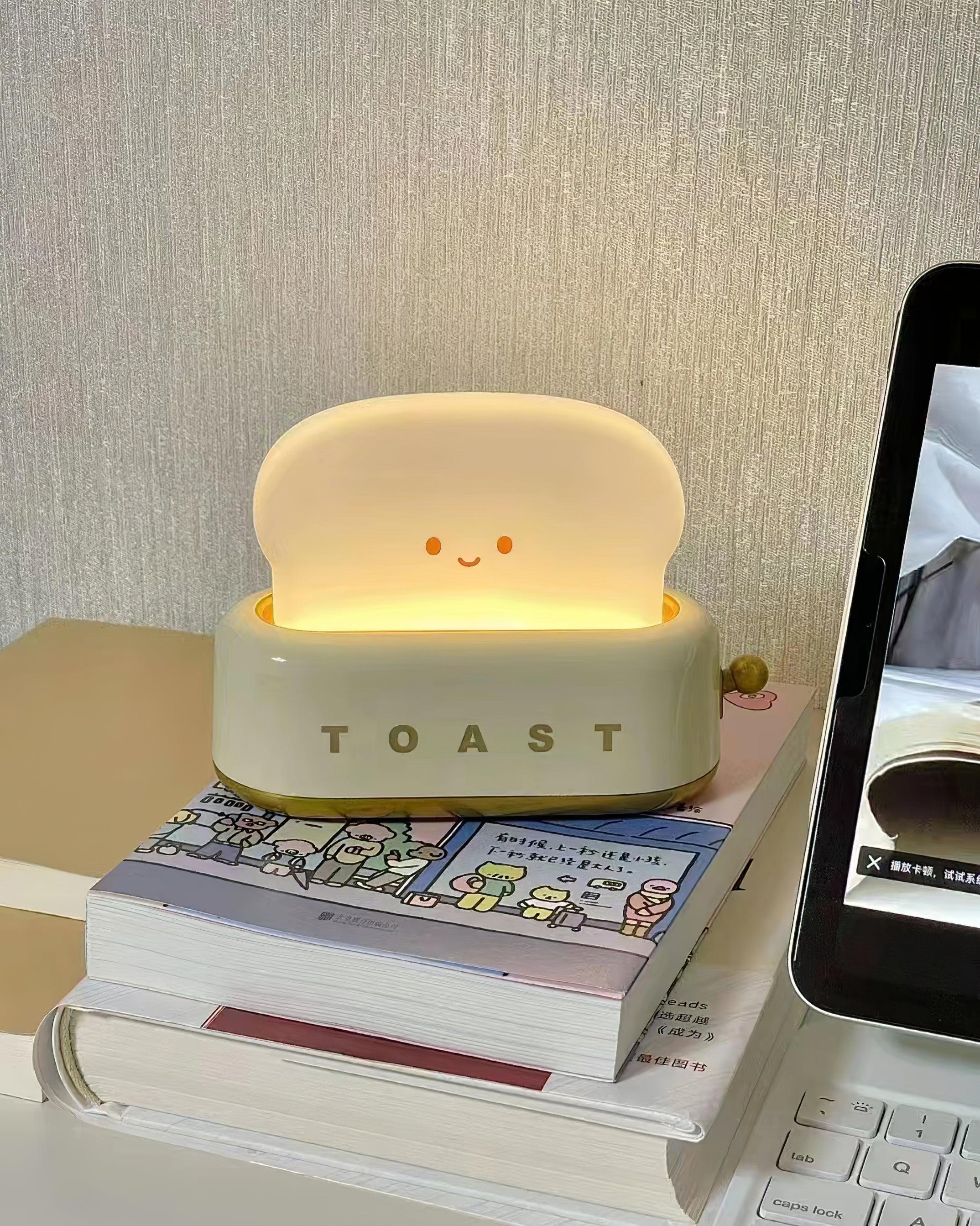 Toaster Night Light – Metal and Acrylic, Warm White for Bedroom or Student Housing Decoration