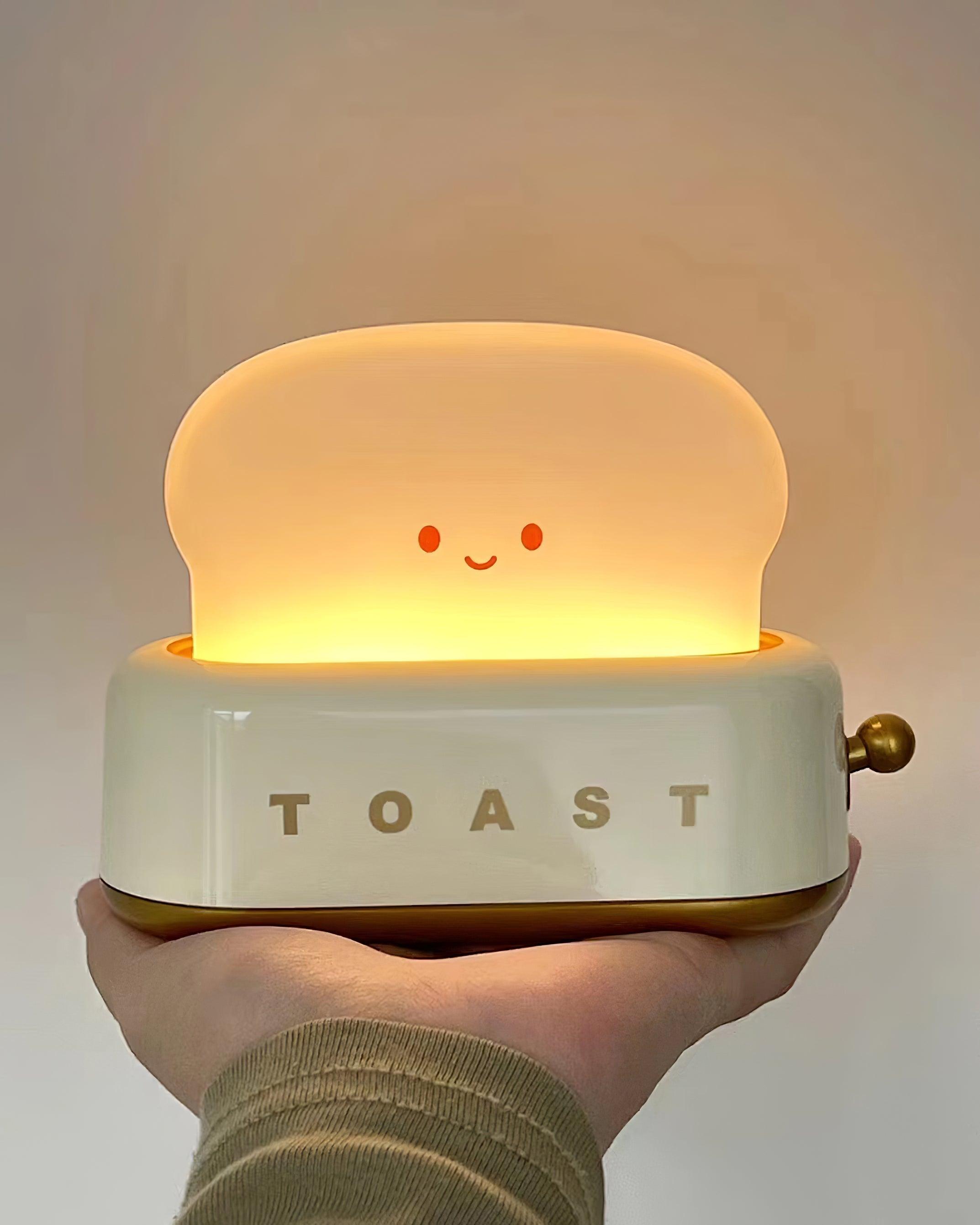 Toaster Night Light – Metal and Acrylic, Warm White for Bedroom or Student Housing Decoration