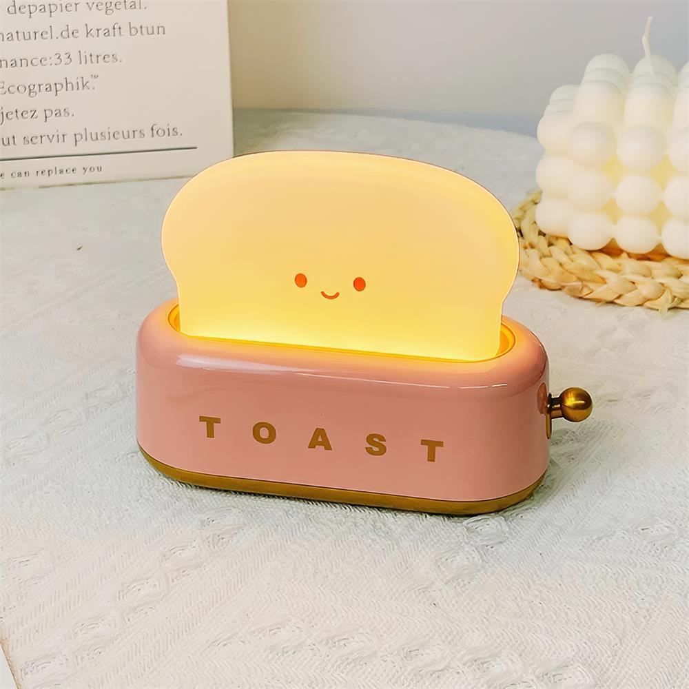Toaster Night Light – Metal and Acrylic, Warm White for Bedroom or Student Housing Decoration