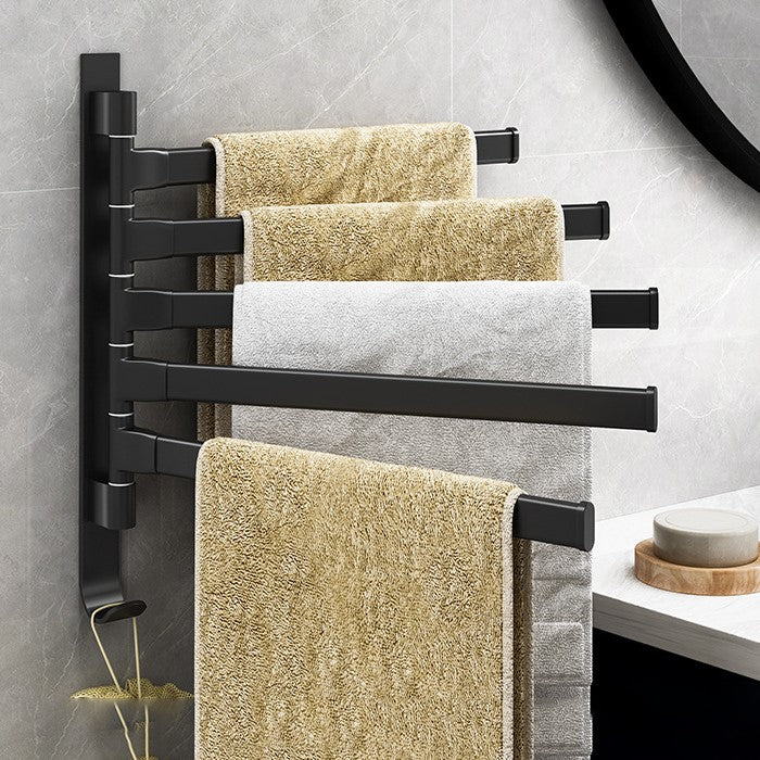 Towel Holder – Black Metal, Minimalist Design for Bathroom Organization