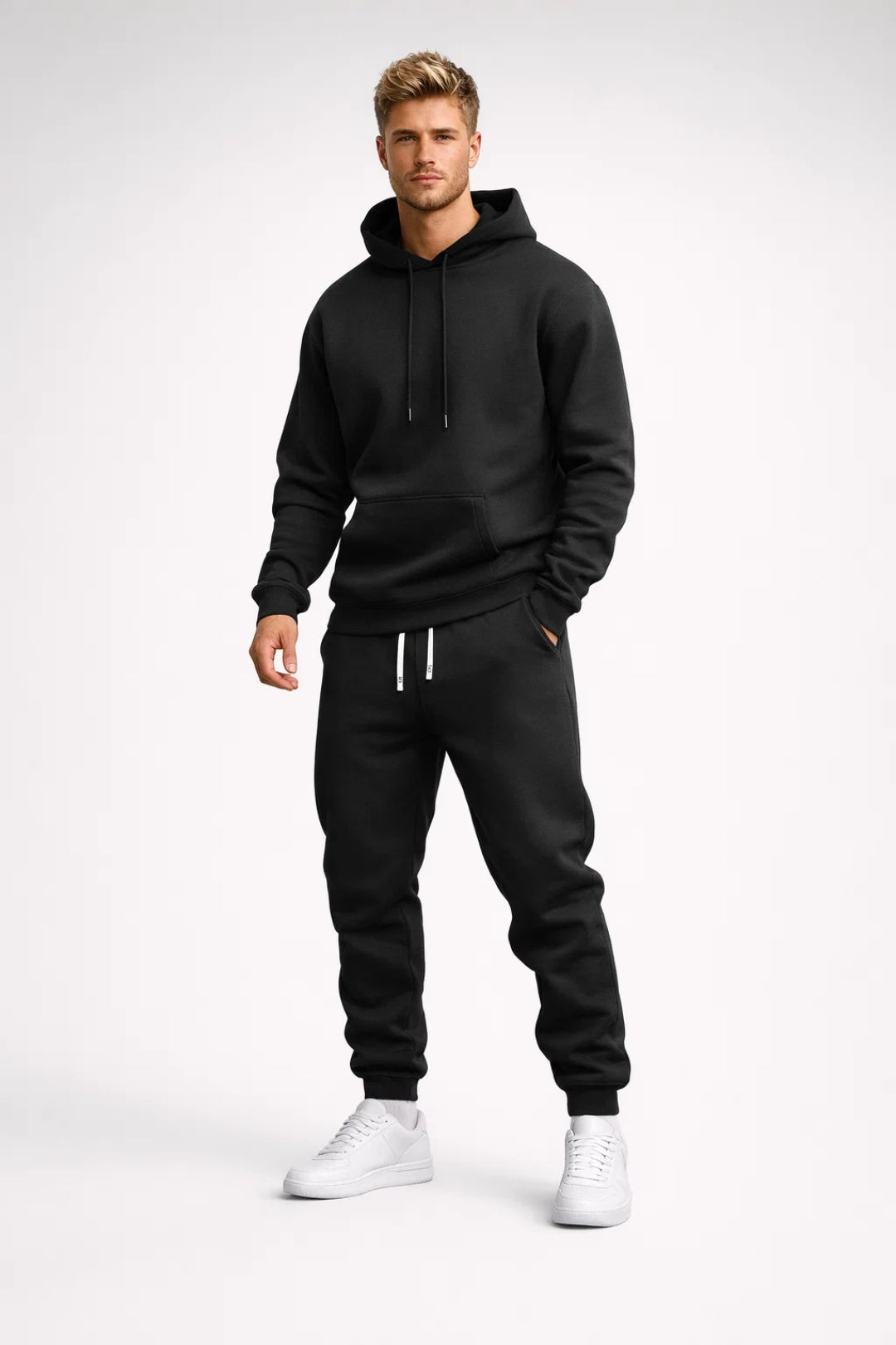 Herre Joggingsæt med Hætte - Casual Sweatshirt og Joggingbukser