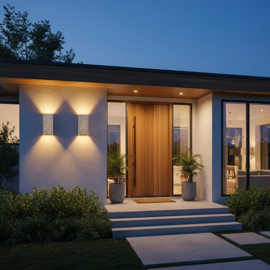 Udendørs Væglampe – Gul Travertin, Moderne Design til Terrasse, Balkon eller Entré