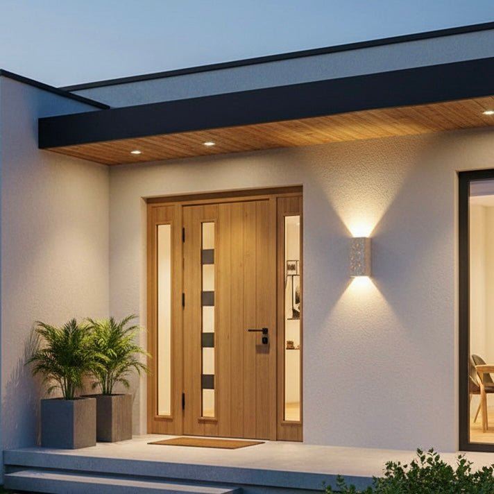 Udendørs Væglampe – Gul Travertin, Moderne Design til Terrasse, Balkon eller Entré