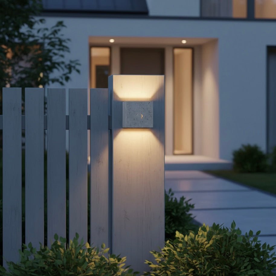 Udendørs Væglampe – Gul Travertin, Moderne Design til Terrasse, Balkon eller Entré