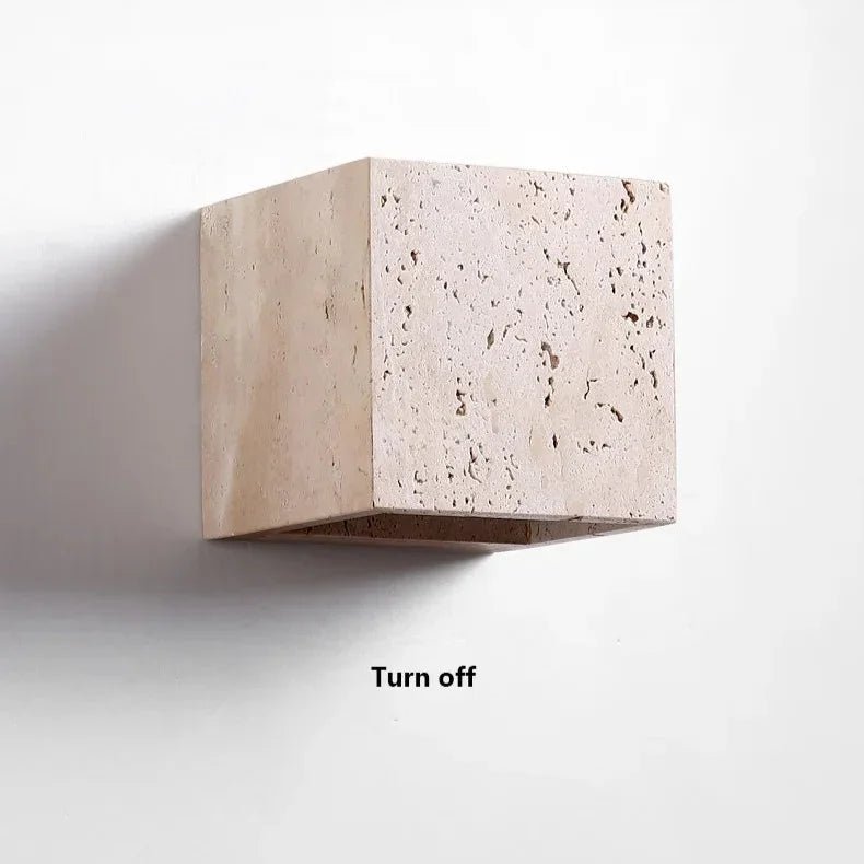 Udendørs Væglampe – Gul Travertin, Moderne Design til Terrasse, Balkon eller Entré