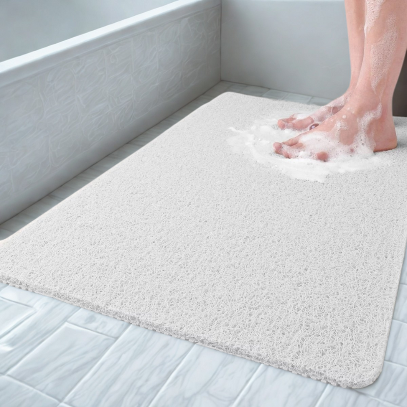 Non-slip Bath Mat – Gray PVC, Quick-Drying and Safe for Bathroom or Spa