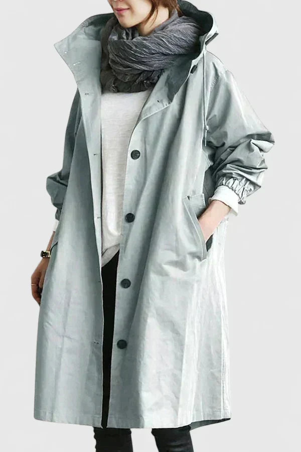 Dame Oversized Jakke med Hætte - Vandafvisende Frakke