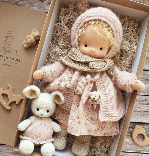 Waldorf Doll – Mohair Bouclé, Handmade for Creative Play for Children Ages 3 and Up
