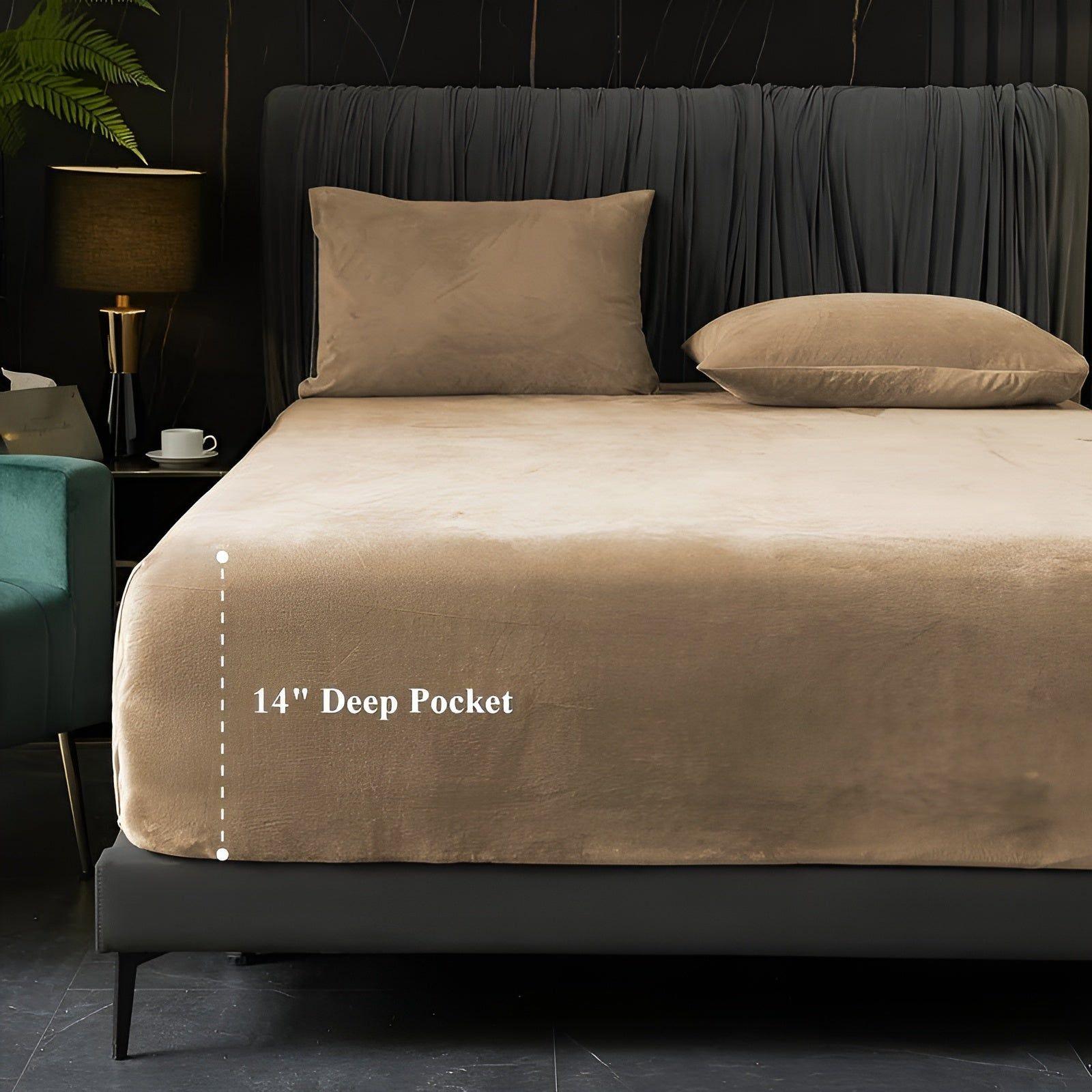 Flannel Sheet Set – Milk Flannel, Beige, Stylish Design for Bedroom or Guest Room