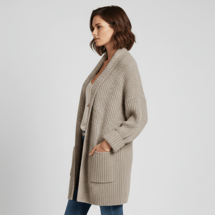 Dame Cardigan med Lange Ærmer – Åben For