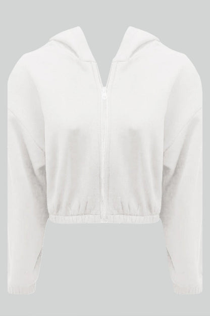 Cropped hættetrøje med lynlås til kvinder - blødt stof, casual streetwear, hverdag, forår/efterår