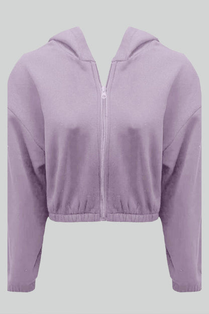 Cropped hættetrøje med lynlås til kvinder - blødt stof, casual streetwear, hverdag, forår/efterår