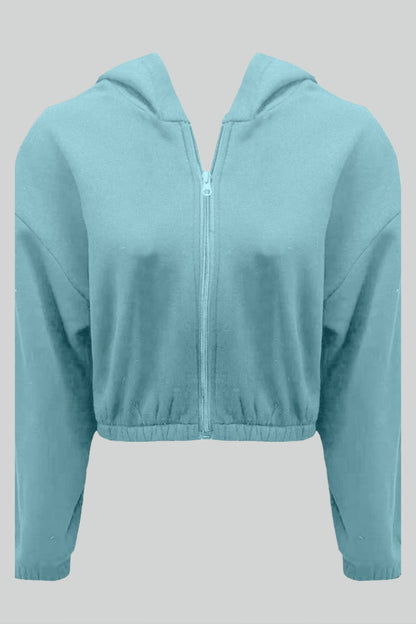 Cropped hættetrøje med lynlås til kvinder - blødt stof, casual streetwear, hverdag, forår/efterår