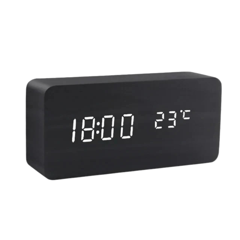 Wood Clock – Simple design with light display and folding function for desk or bedside table