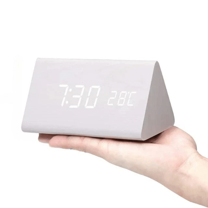 Wood Clock – Simple design with light display and folding function for desk or bedside table