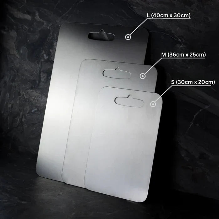 Titanium Cutting Board – Silver, Antibacterial and Knife-Friendly for Modern Kitchen