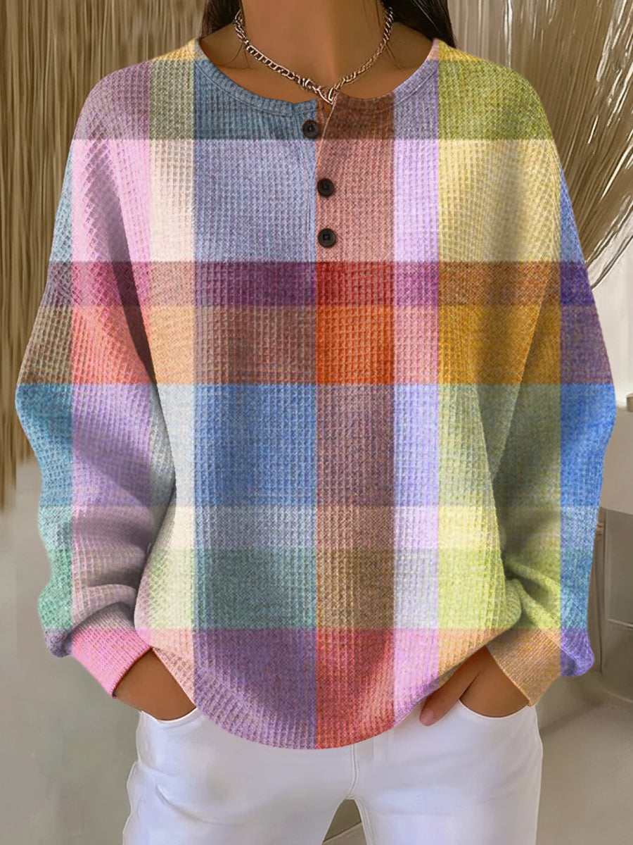 Dame Sweater i Vaffelstrik – Blød Fleecefor til Kolde Dage